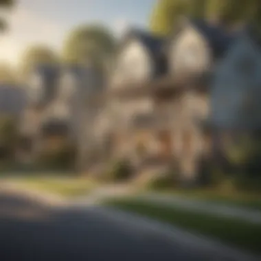 Diverse Home Styles in a Serene Neighborhood A serene neighborhood showcasing diverse home styles