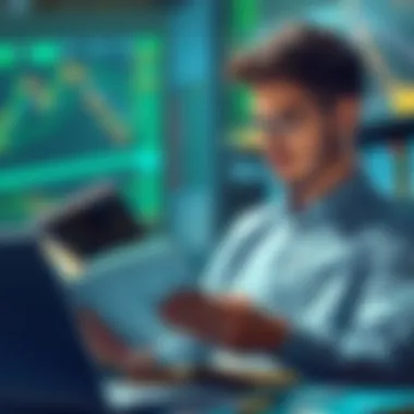 Engaging with Market Knowledge A person reading a stock market book