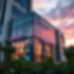 A modern bank building showcasing business banking