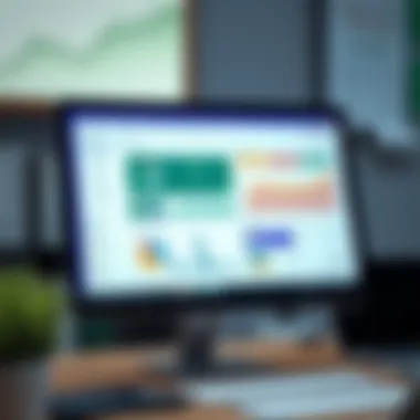 Navigating Bookkeeping Software A computer screen displaying bookkeeping software dashboard