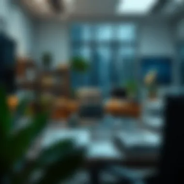 A serene office environment with a financial advisor's desk and professional books