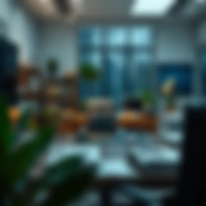 A serene office environment with a financial advisor's desk and professional books