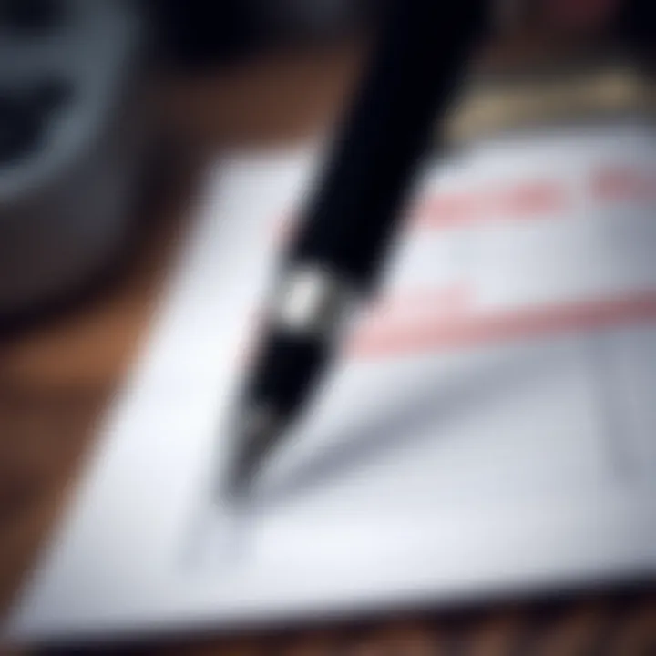 A close-up of a pen hovering over a financial planning checklist
