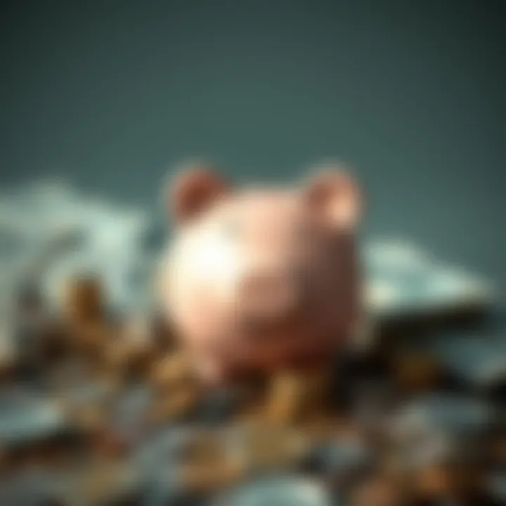 Cultivating a Robust Savings Habit A piggy bank surrounded by coins and bills representing savings
