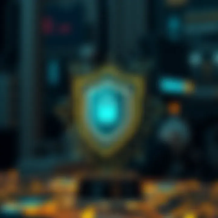 Symbolizing Cybersecurity with a Digital Shield Digital shield symbolizing cybersecurity and protection mechanisms