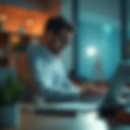 Illustration of freelance financial advisor working on a laptop