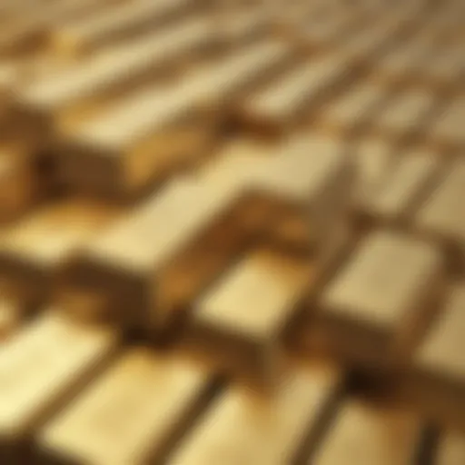 A close-up view of gold bars stacked elegantly