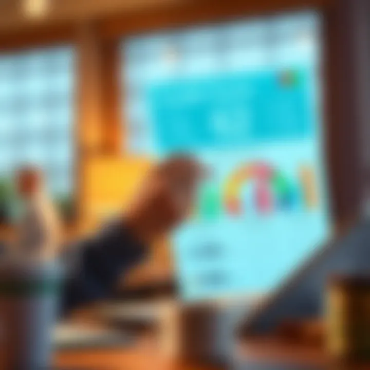 Credit Score Analysis Illustration of a self-employed individual reviewing their credit score.