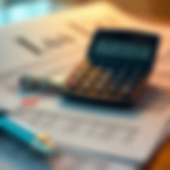 Assessing Your Loan Options Calculator and paperwork representing loan assessments