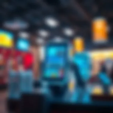 Future Trends in POS Technology Futuristic depiction of POS technology trends in commerce