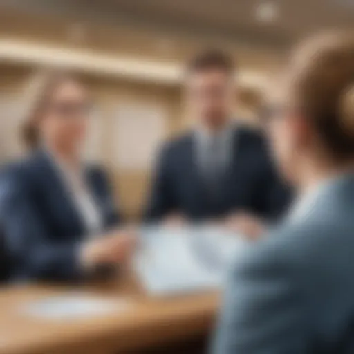 A bank teller assisting a customer with a personal check